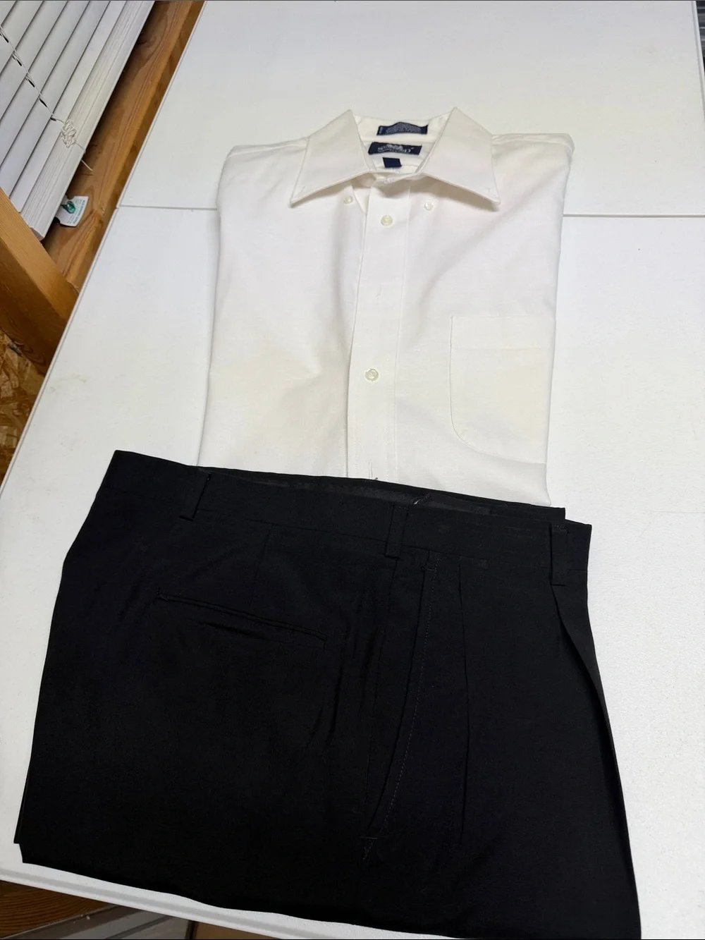 Stafford (16.5) White Shirt l/Hart Schaffner Marx Black Dress Pants(38/29)#100